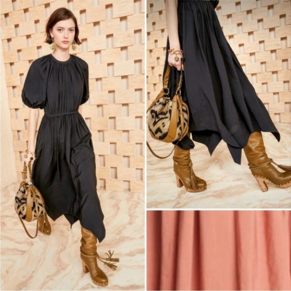 ULLA JOHNSON CYBIL Terracotta Midi Dress Size 8